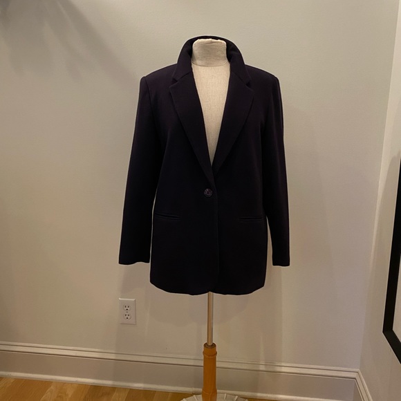 Sag Harbor Womens Navy Wool Blazer / Shoulder Pads / Vintage / Size 12 - Picture 8 of 14